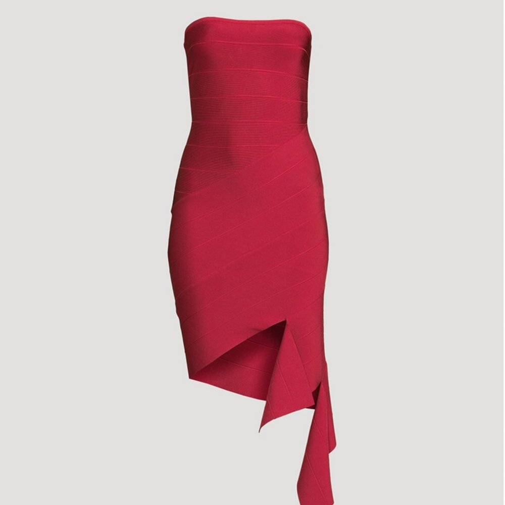 HERVE LEGER Slashed Strapless Mini Dress (NEW WITH TAG)